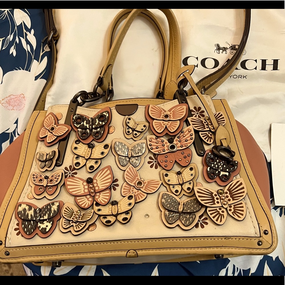 Rare Coach Dreamer With Butterfly Applique And Snakeskin Detail